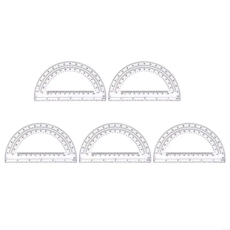 2025 Novas 5 peças transmissoras transparentes 6 polegadas 180 graus PRIMURATORES MATERATORES MEDIÇÃO MEDIÇÃO PARA ALUNA