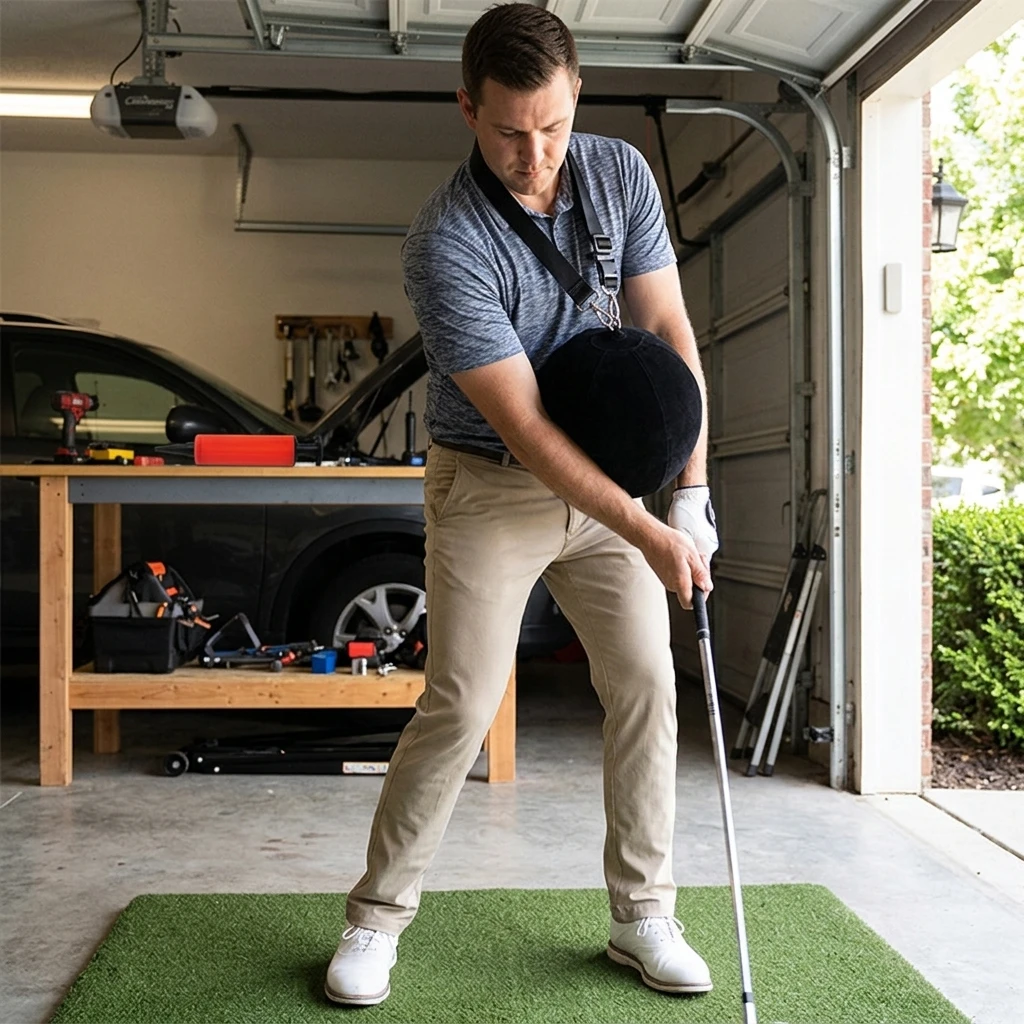 Professional Golf Swing Training Aid Flocked Inflatable Ball for Arm Alignment Correction Home Practice Durable Gear