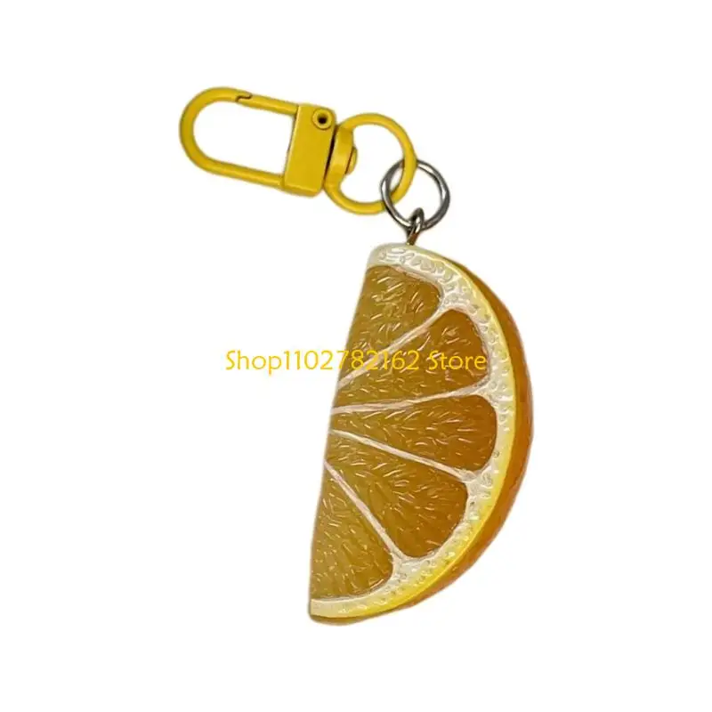 547B Adorable Fruit Slices Rings Resin Component Keychain for Bag Car Keys Decors
