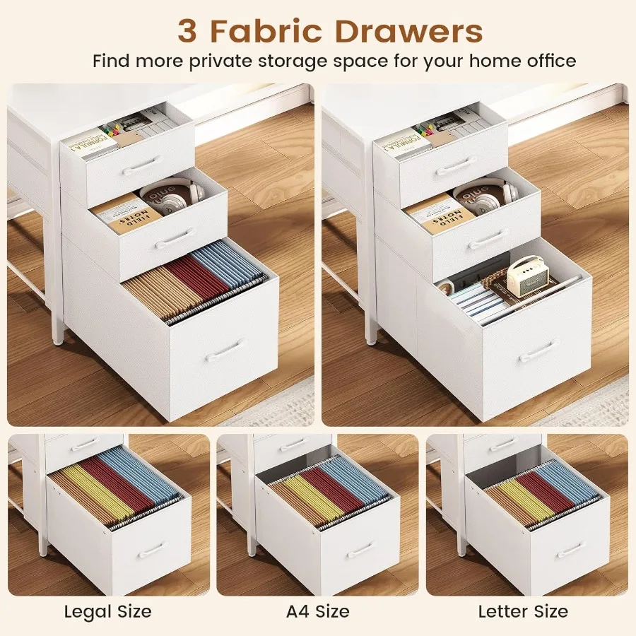 مكتب كمبيوتر زاوية قابل للتحويل 94.5 مكتب ألعاب مع قفص أدراج تخزين ومكتب مكتب على شكل حرف L مع مخرج طاقة