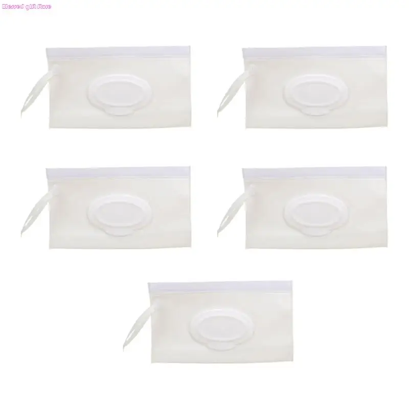 D0JC 5PCS Lightweight Infant Wipes Container Leak Resistant Portable Solution with Practical Reusable Construction