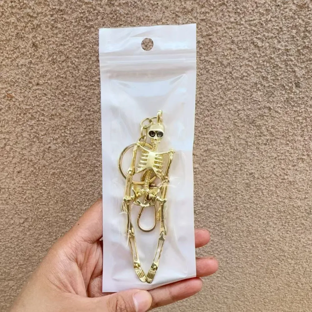 Novelty Movable Skull Keychain Multi-jointed Punk Style Human Skeleton Pendant Gold Silver Metal Gothic Keychain Halloween