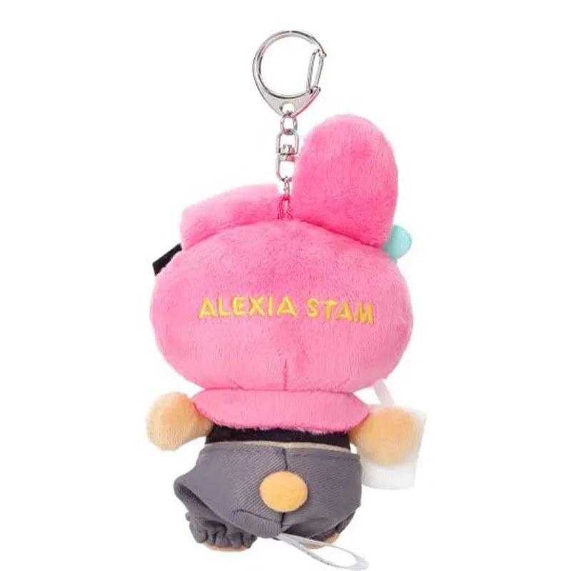 15cm bonito dos desenhos animados kawaii preto mala de couro maiô olá kitty boneca de pelúcia chaveiro saco pingente brinquedo presente
