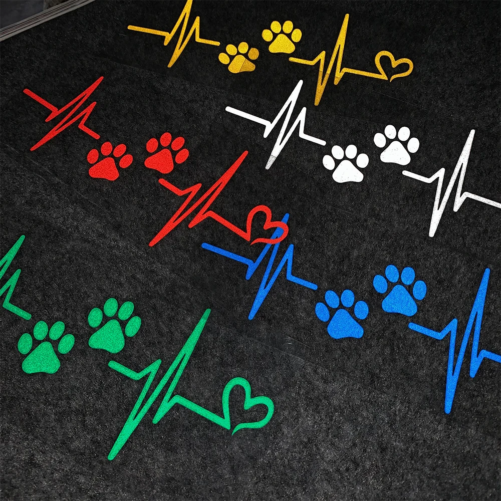 Heartbeat Dog Paw Reflective Stickers Motorcycle Motor Bike Scooter Body Decal Accessories for Piaggio Vespa 300 GTS PX Sprint