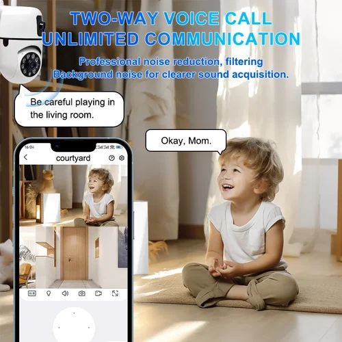 Imagen 2 del producto Cámara de Seguridad WiFi 4K 12MP, Zoom Digital 10X, Cámara IP PTZ de Doble Lente, Detección Humana por IA, Seguridad Interior y Exterior, Voz Bidireccional
