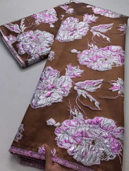 Nigerian Jacquard Lace Fabric African Brocade Flower Floral Damask Lace Fabric High Quality for Women Party Dresses,2.5Yards4094