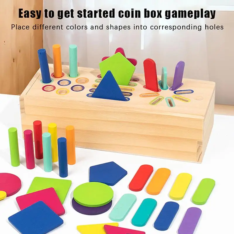 1 Set Developmental Training Montessori Educational Game 3D Shapes Geometric Wooden Color Sorting Toy For Preschool Element