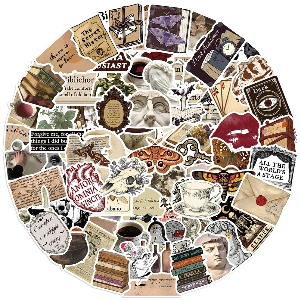 

10/30/50/100pcs Gothic Dark Aesthetic Graffiti Stickers Vintage Cartoon Decals for Luggage Guitar Laptop Cool Waterproof Sticker