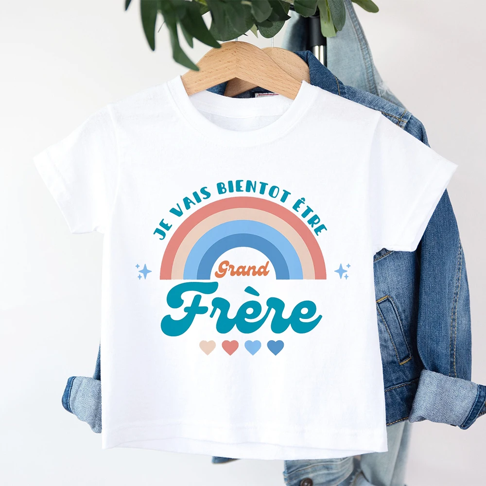 I'm Going To Be A Big Brother Soon French Print Kids Shirts Pregnancy Announcement Clothes Big Bro T-shirt Kids Short Sleeve Tee