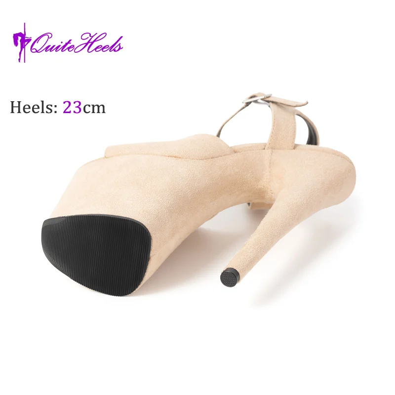 23CM High Heels Hot Hand-Made Suede Sexy Women'S Pole Shoes Stripper Heels Platform High Heel Sandals