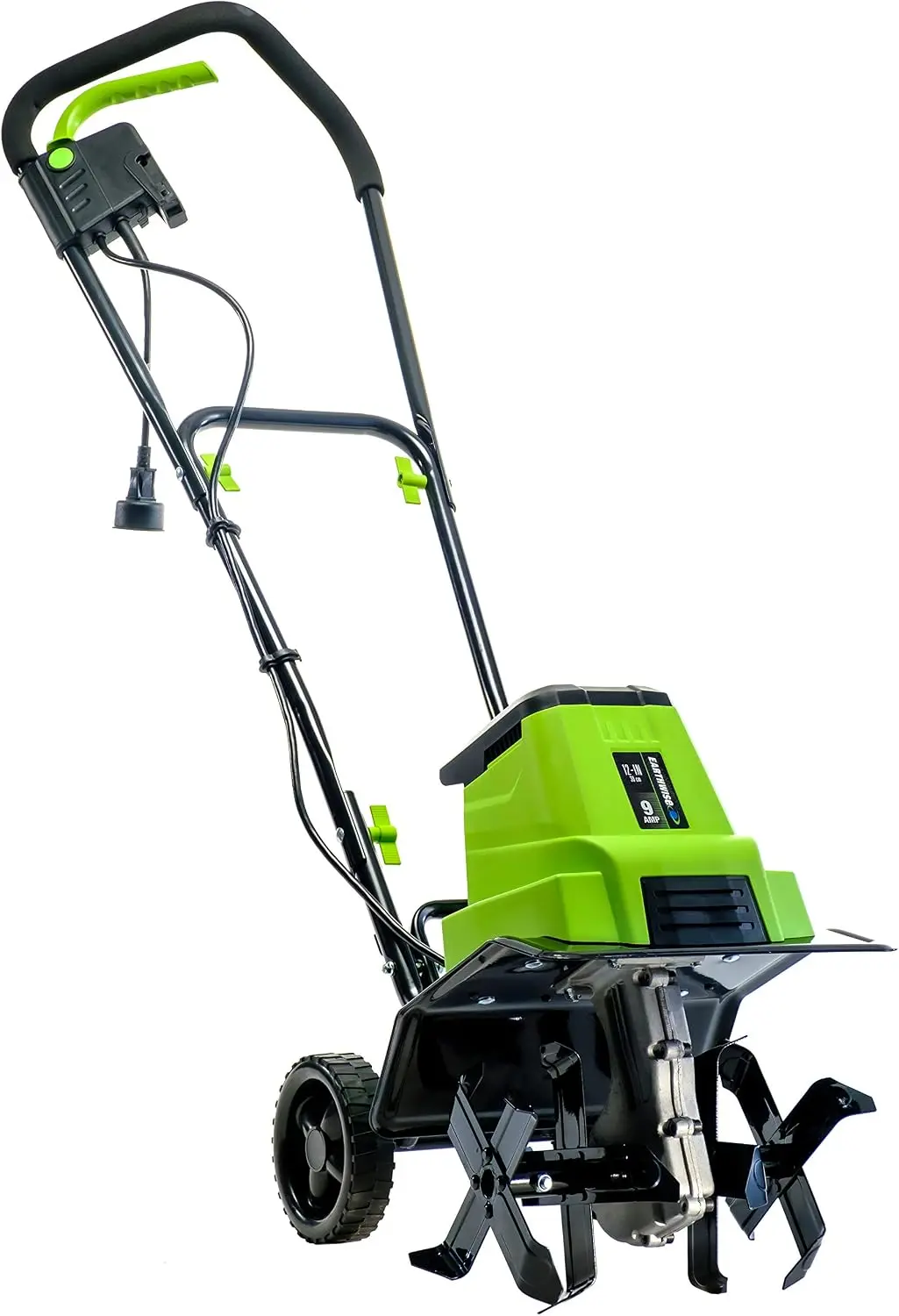 Corded Electric Tiller and Cultivator, 9-Amp, 12-Inch, Green