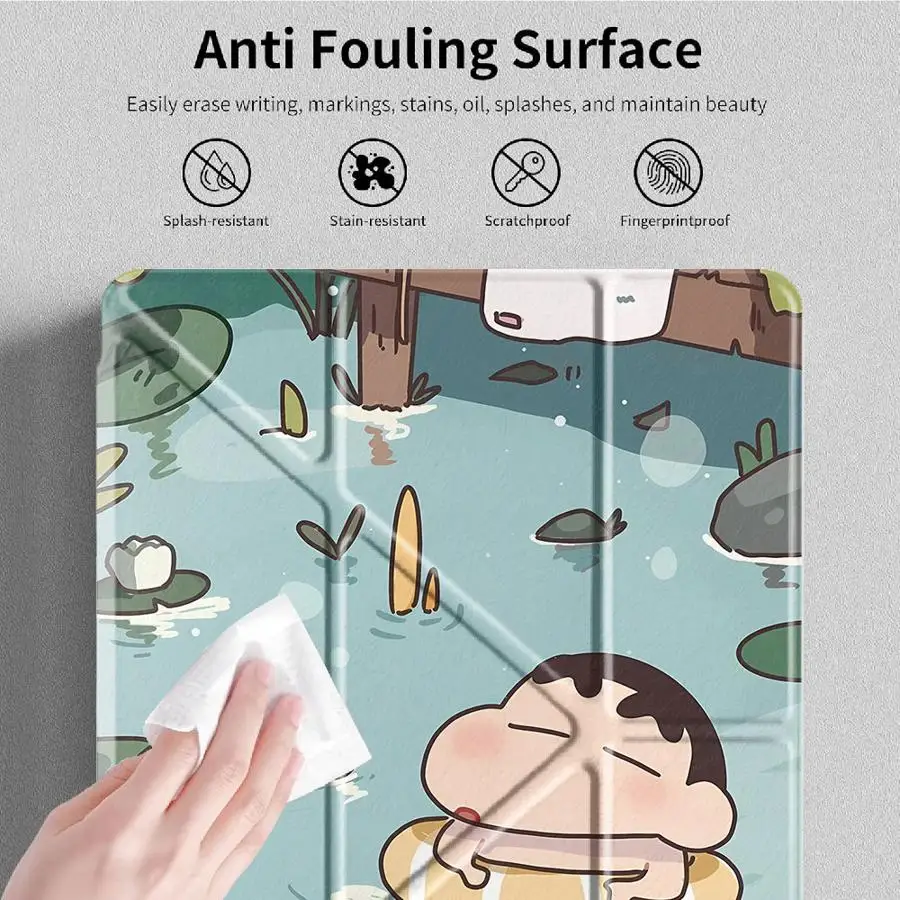 With Pen Slot Cover Tablet Case For iPad 9th 12th 10th Gen 11th Mini 7 6 5 Air 8 M2 M3 3 Pro 13 2025 2026 Crayon Shinchan Hot