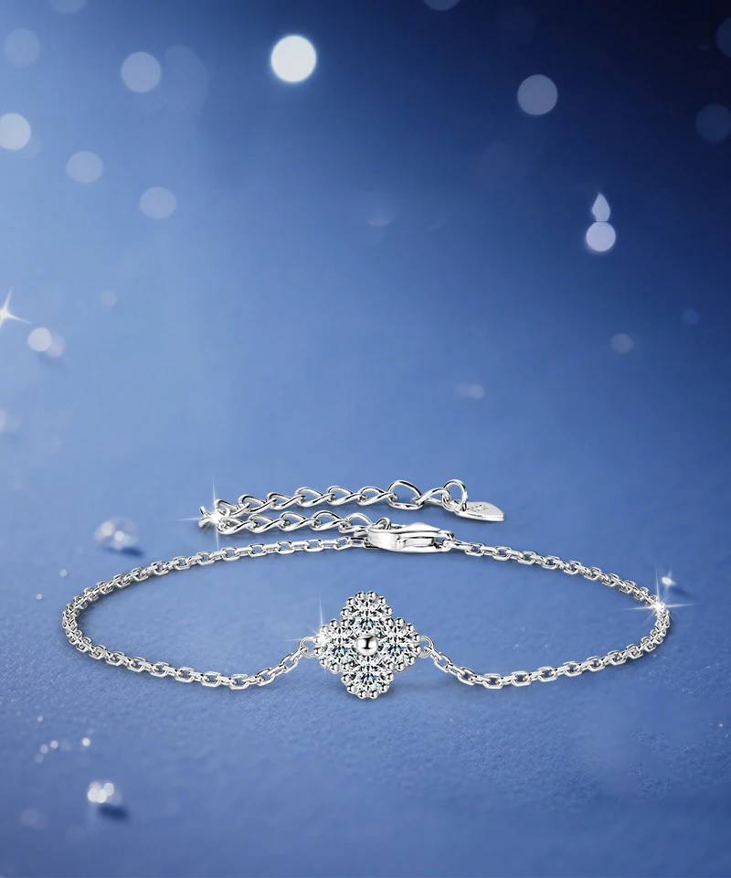 

Clover Charm Moissanite Bracelet for Women S925 Sterling Silver Bracelets Chain Wedding Fine Jewelry Gifts
