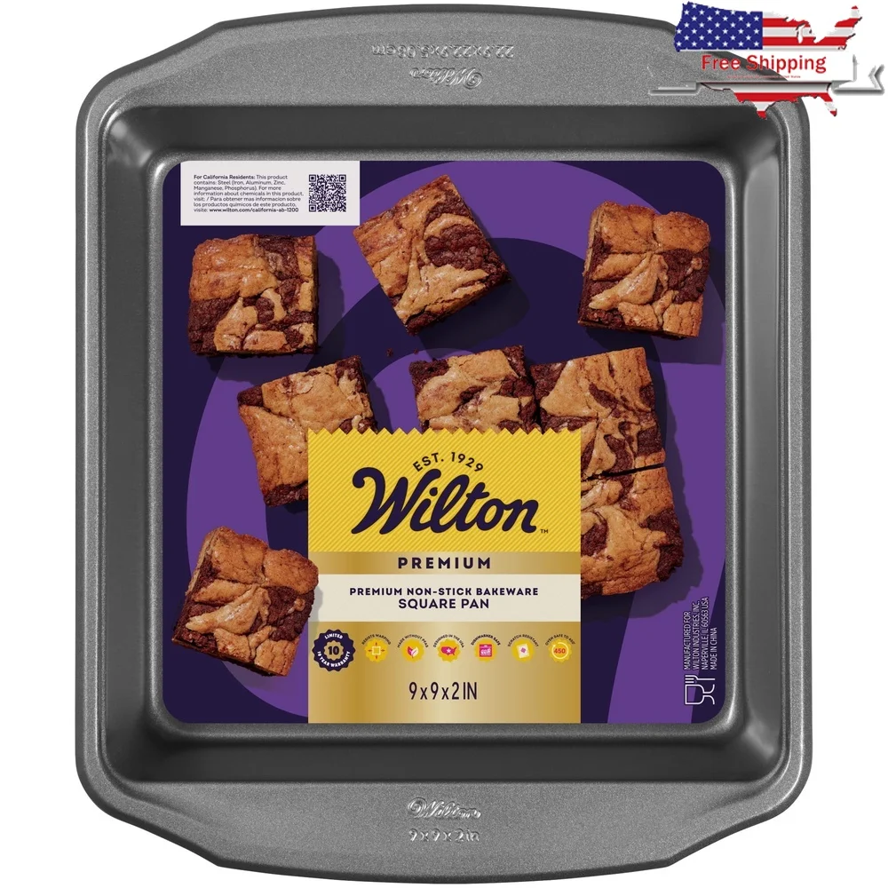 Bandeja cuadrada antiadherente de primera calidad para hornear Brownies de acero duradero, pan de maíz, repostería, horno seguro 450F, fácil liberación con asas