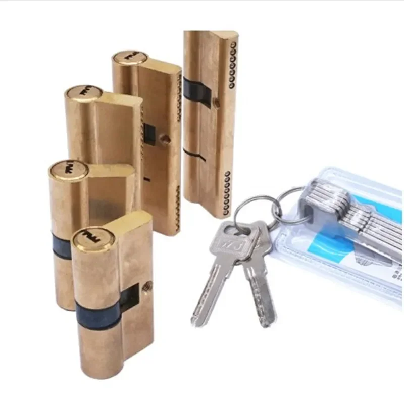 

Door Cylinder Biased Lock 65 70 80 90 115mm Cylinder AB Key Anti-Theft Entrance Brass Door Lock Lengthened Core Extended Keys