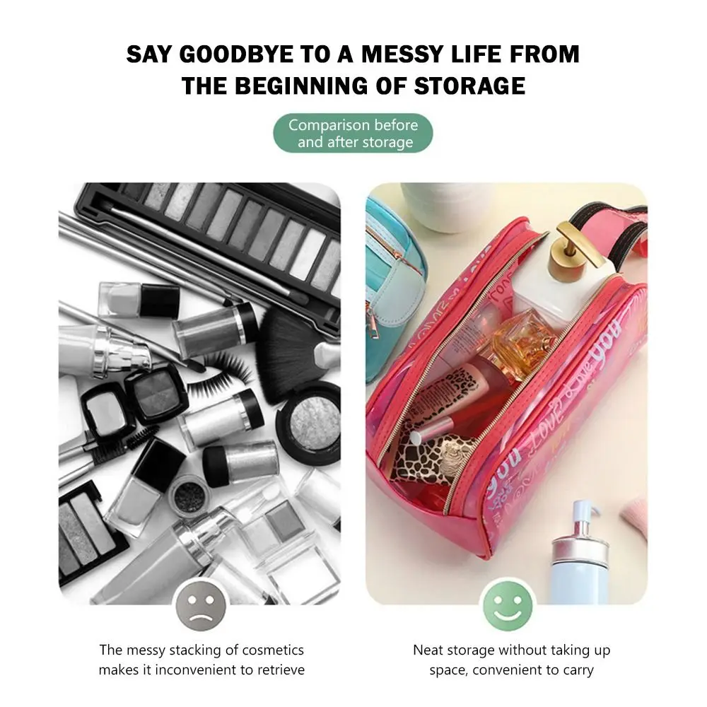 

Прозрачная косметичка из ПВХ большой вместимости, однотонная, с лазерным дизайном, портативная, для хранения косметики