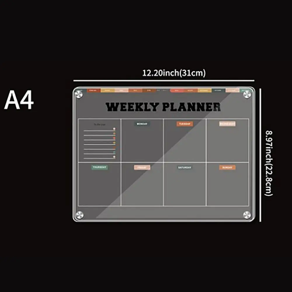 الملحقات تقويم أكريليك مغناطيسي قابل لإعادة الاستخدام، تقويم مخطط عالمي متين، مخطط أسبوعي سهل المسح #1