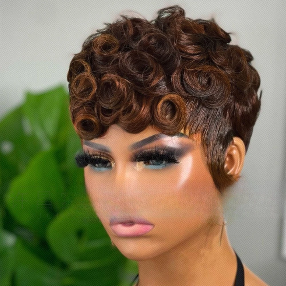 

Wig Women's Short Mechanism Rose Mesh Wig Chemical Fiber Short Curly Wig