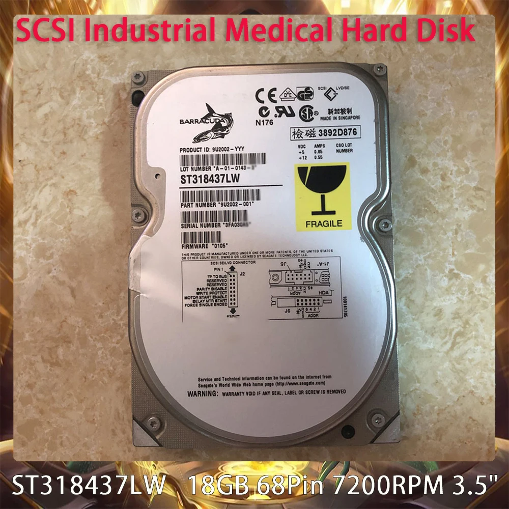 Original SCSI Industrial Medical Hard Disk ST318437LW For Seagate 18GB 68Pin 7200RPM 3.5