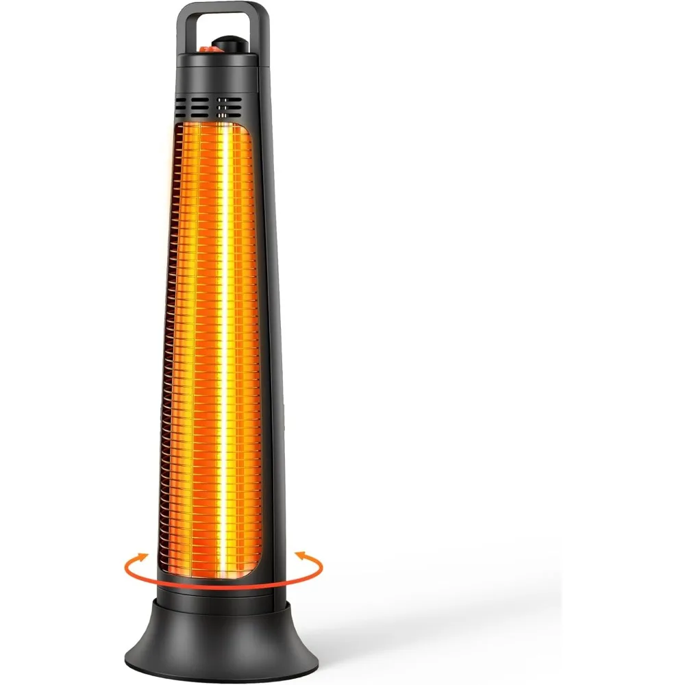 Calentador infrarrojo portátil de calentamiento instantáneo 1200W 3S con 60 ° Oscilante, temporizador de 180 minutos, protección contra vuelcos y sobrecalentamiento