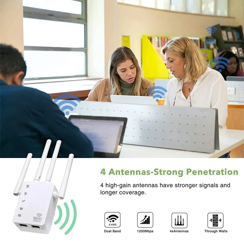 FENVI 5Ghz WIFI Booster Repeater 1200Mbps Wireless WiFi Extender 2.4G/5GHz Network Amplifier Router Long Range Signal Repetidor