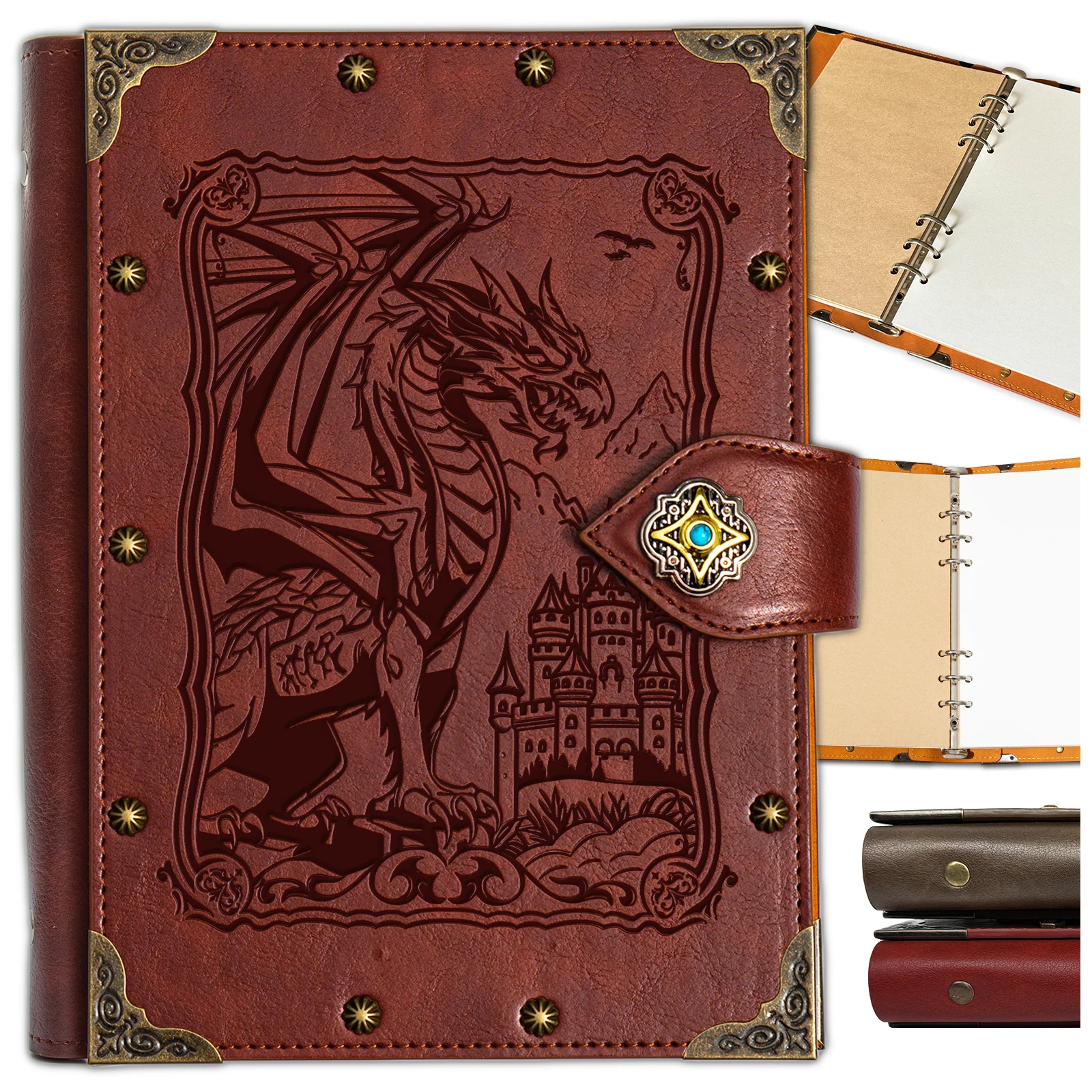 DND Embossed Leather Dragon Notebook for Players DND A5 Travel Journal Dungeons and Dungeons D&D Gifts