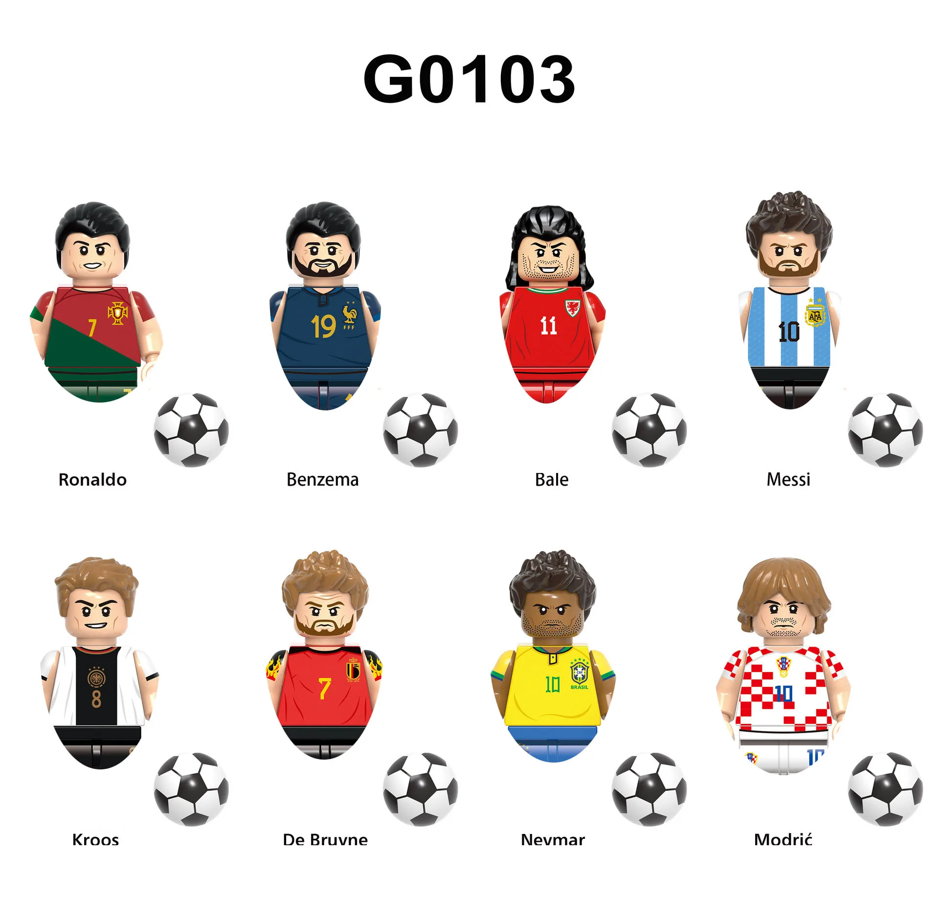 New TV6502 TV6501 Football Star Building Block Accessories Brick Christmas Gift ABS Plastic Action Doll Children\'s Model Toy