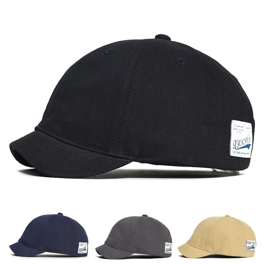 Berretto da Baseball in cotone a tesa corta uomo donna Casual Vintage papà cappello regolabile stile camionista berretti a basso profilo nastro di fissaggio in Nylon