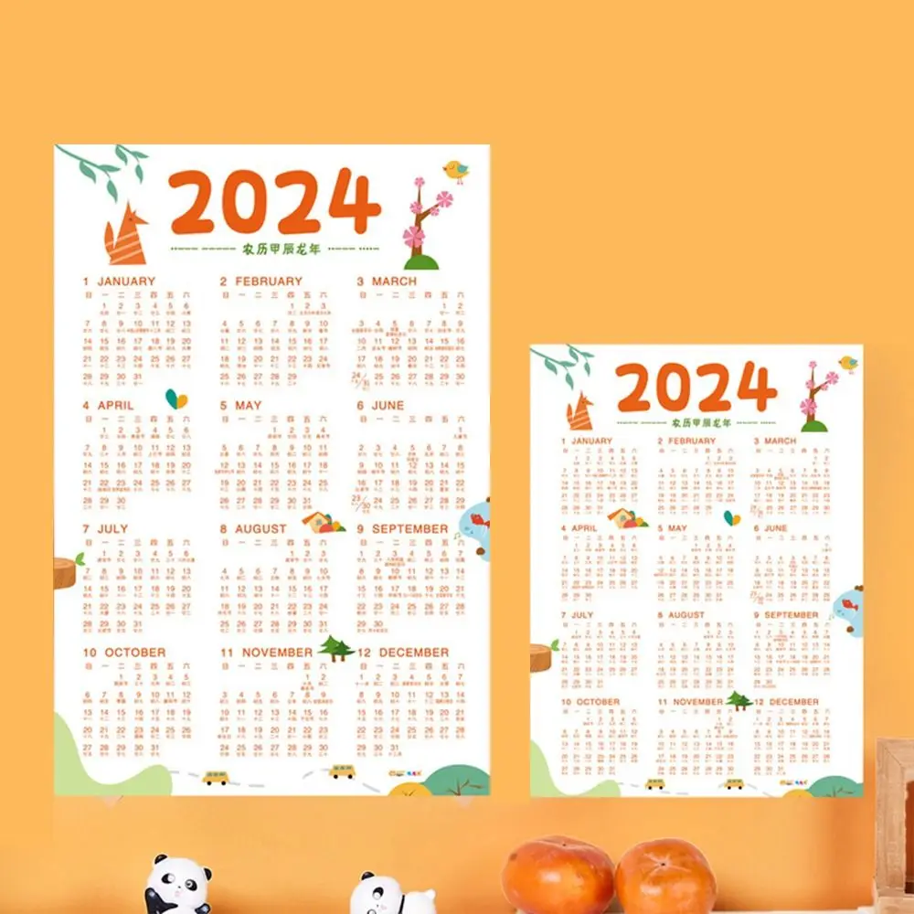 2024 New Year Wall Monthly Room Decor A3 A4 Paper Office Calendar Paper
