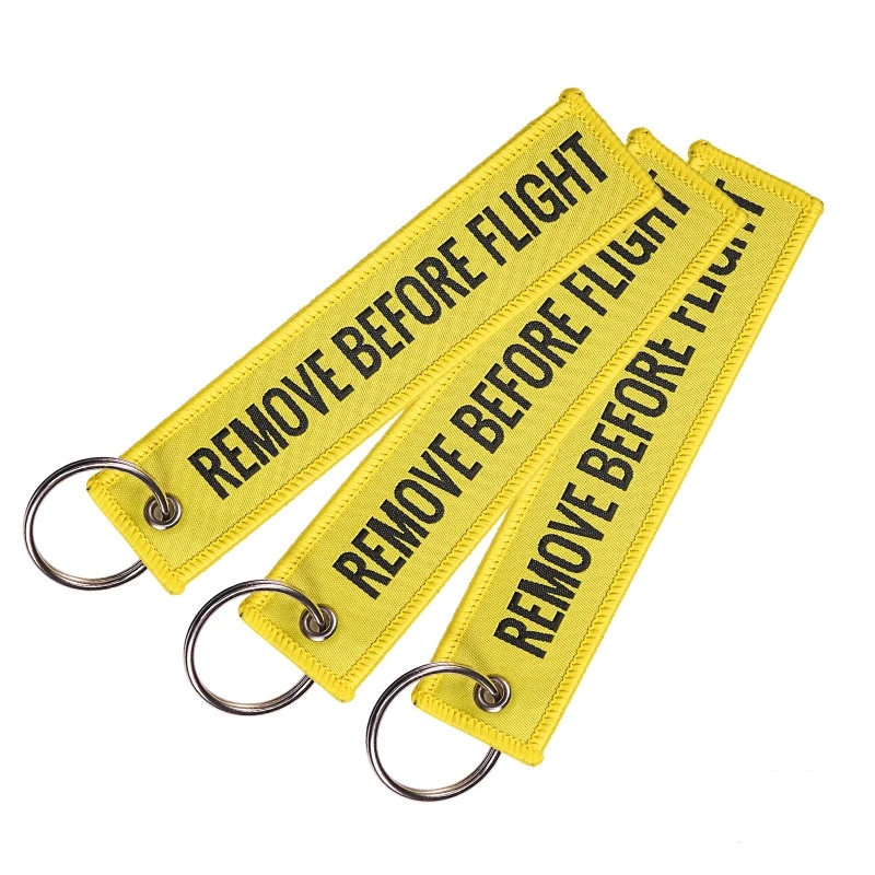 5Pcs Remove Before Flight Key Chain Embroidery Keychain for Aviation Gifts Red Key Fob Motorcycle Car Key Ring