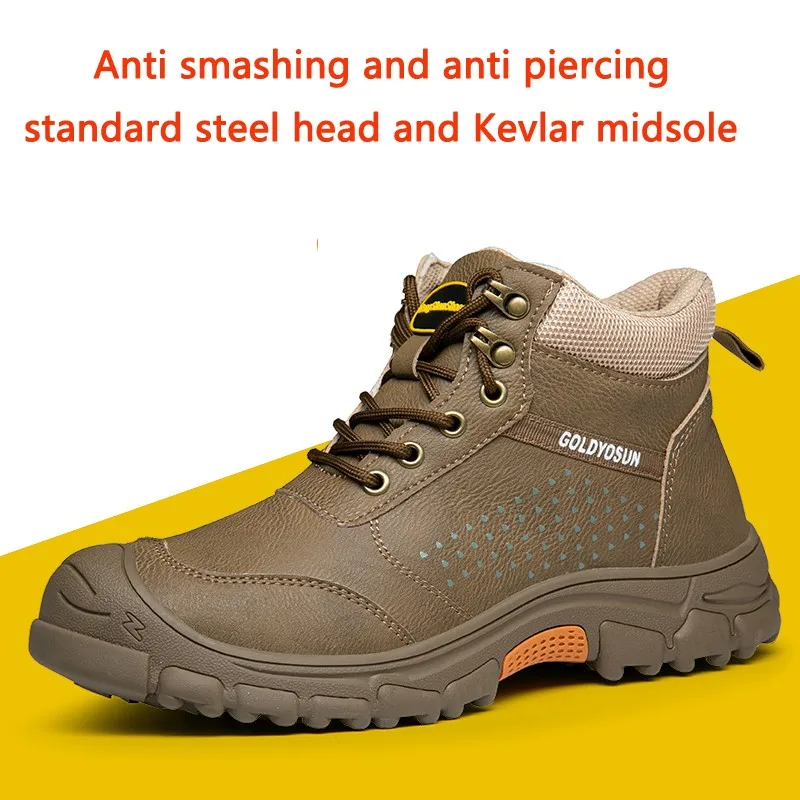 2024 New Protection Safety Shoes Anti Smashing Anti Piercing Super Fiber Leather Soft Comfortable Soft Soles Rubber Boots