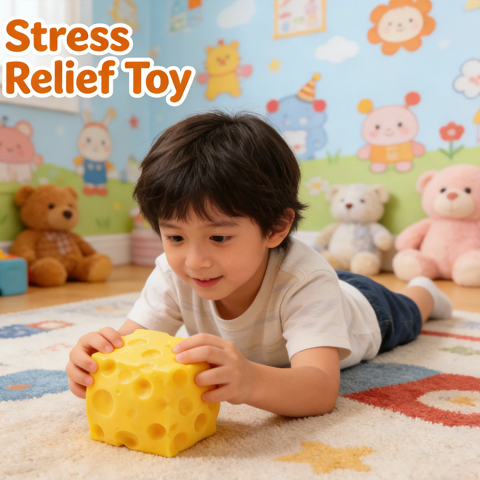 Yellow Cheese Squishy Toy Simulation Food Soft Rebound Durable Portable Stress Relief Squeeze Toy Relax Anxiety Focus Boost