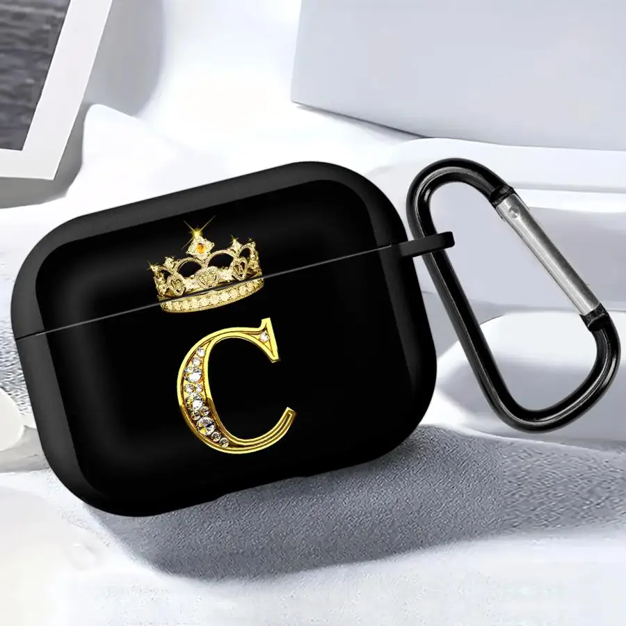 Diamond Crown Letter C D Case For Airpods 1 Pro 2 3 Pro2 4 Pro3 Earphone Cases Cover