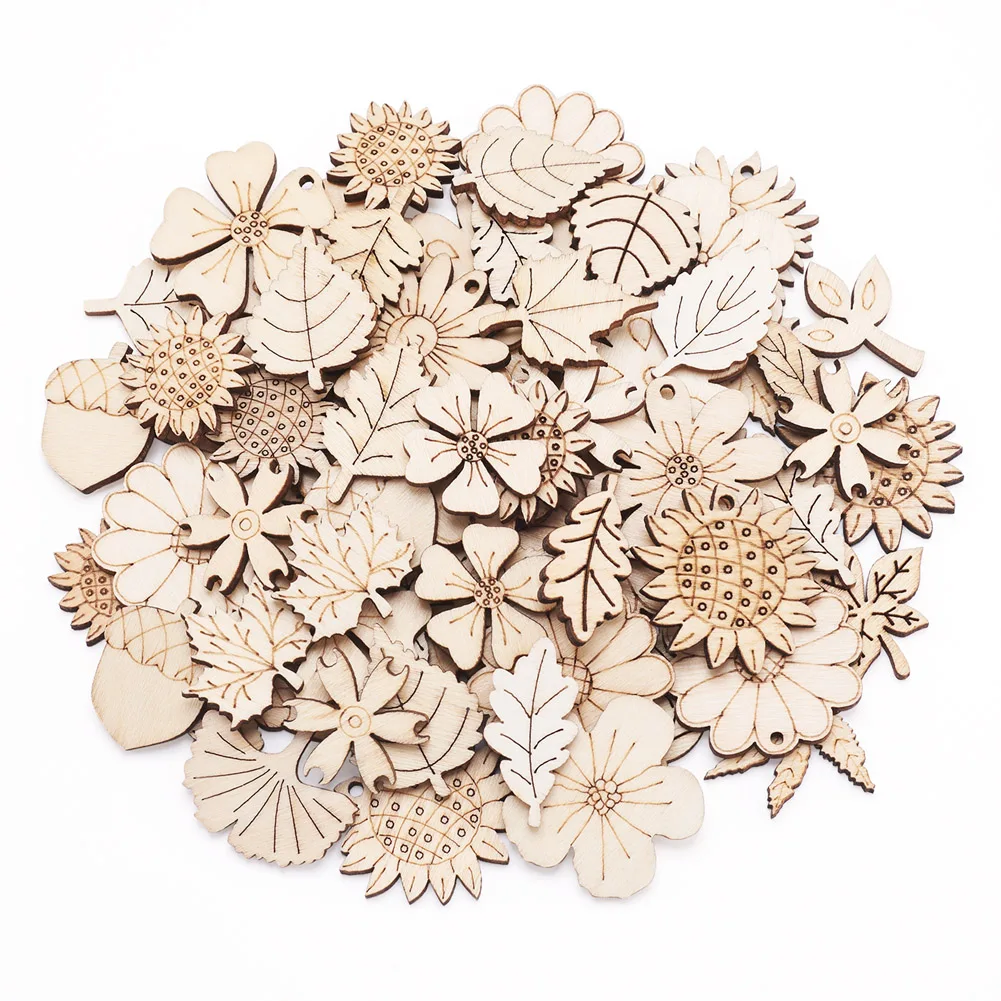 

90 шт., Деревянные Подвески в виде растений