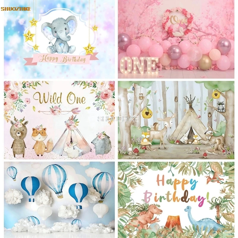 

SHUOZHIKE Children's Newborn 1st Birthday Party Background Cartoon Elephant background Photo Studio Photography Props MM-04