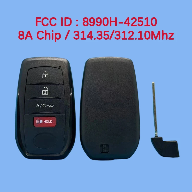 

CN007325 Aftermarket 4-кнопочный смарт-брелок 314,35/312,10 МГц FCC 8990H-42510 8A чип для Toyota bZ4X 2023