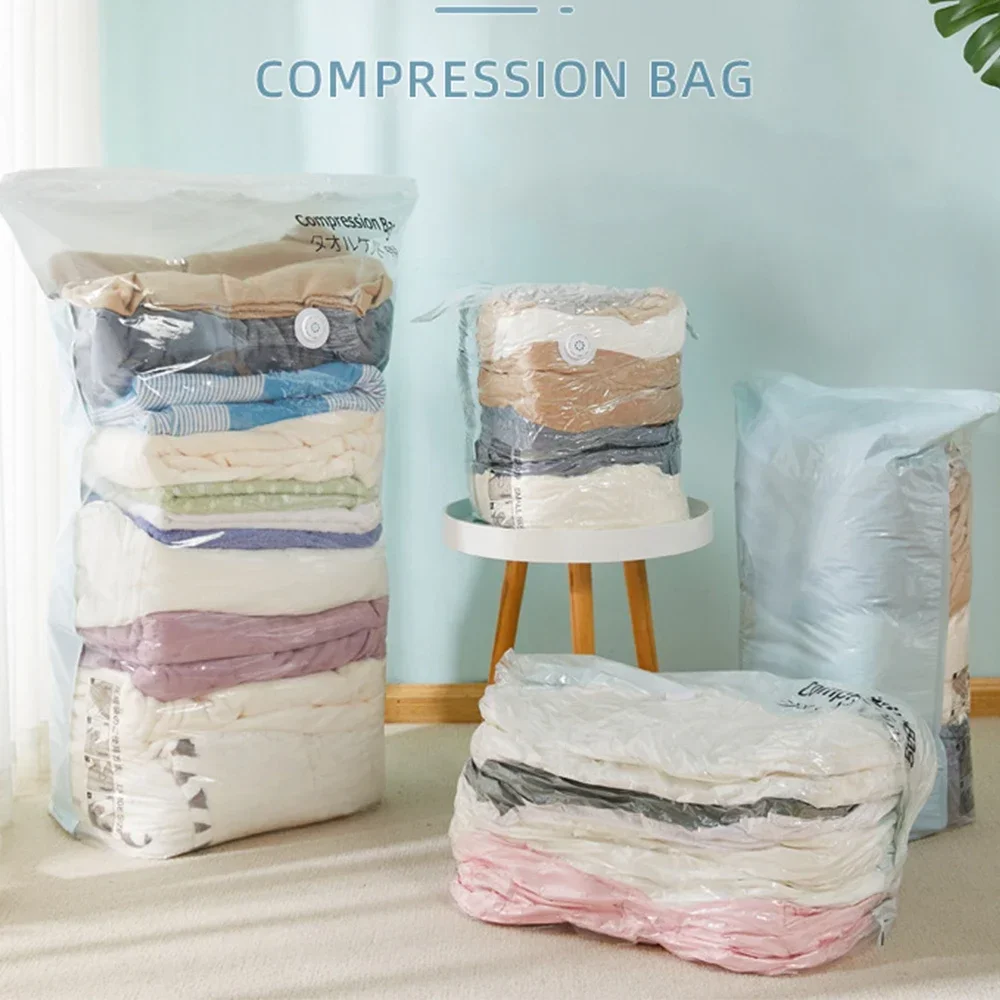 No Need Pump Vacuum Bags Cube Large Capacity Space Saver Storage Bag for Storing Clothes Blanket Quilt Compression Organizer Bag