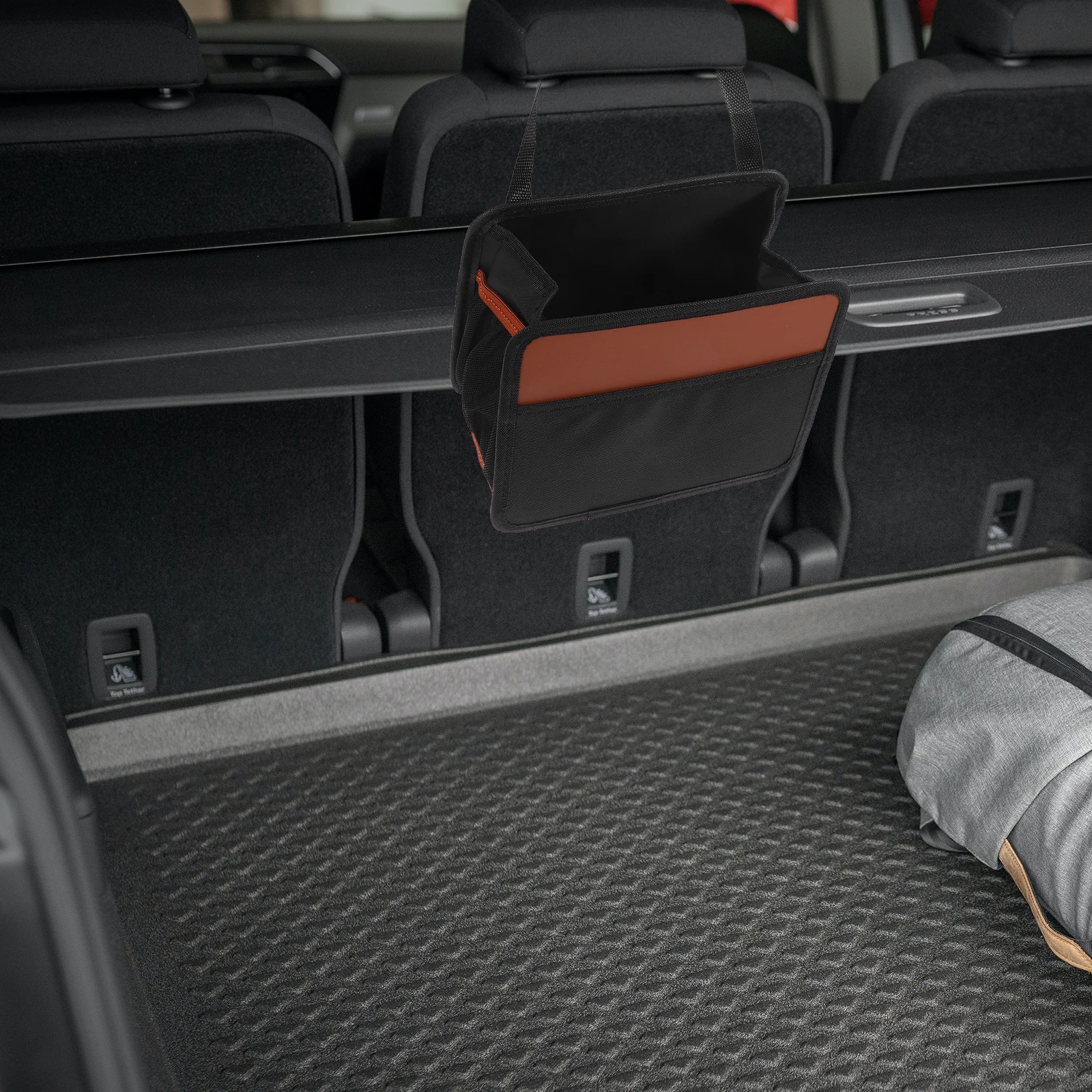 

Foldable Trash Can Large Capacity Car Storage Bucket Black Fabric Portable Garbage Bin Space Saving Foldable Vehicle Utensil