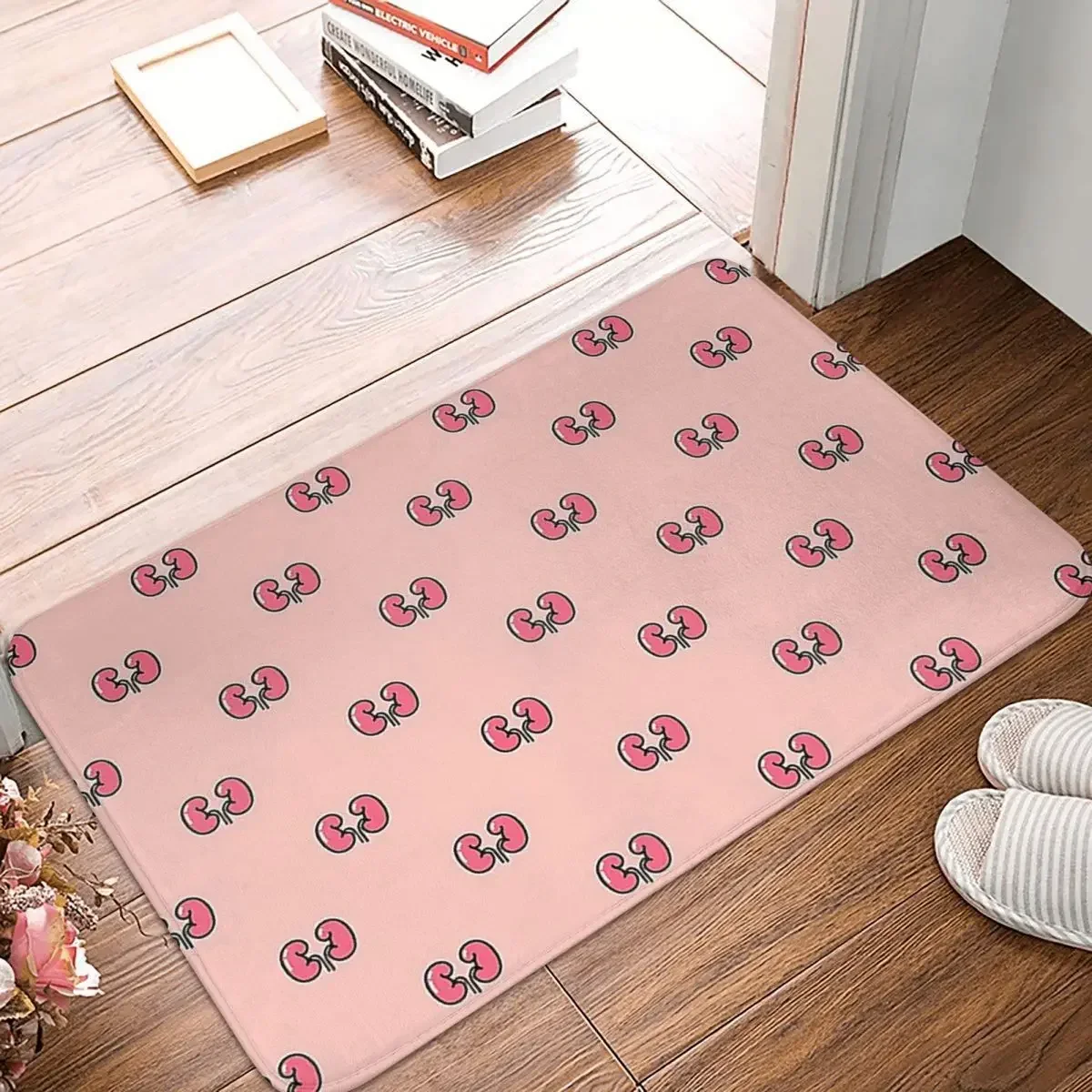 Kidneys Seamless Doodle Pattern, Vector Illustration Doormat Rug Carpet Mat Footpad Non-slip Sand Scraping Front Room Corridor