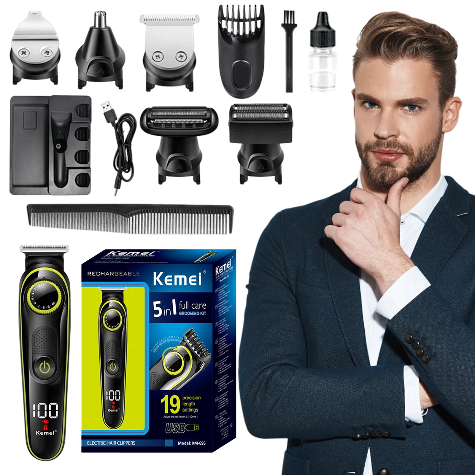 

Hairdressing Trimmer Electric Clipper One-button Precision Steel Blade Hair Trimmer for Haircut Beard Shaver Barbershop