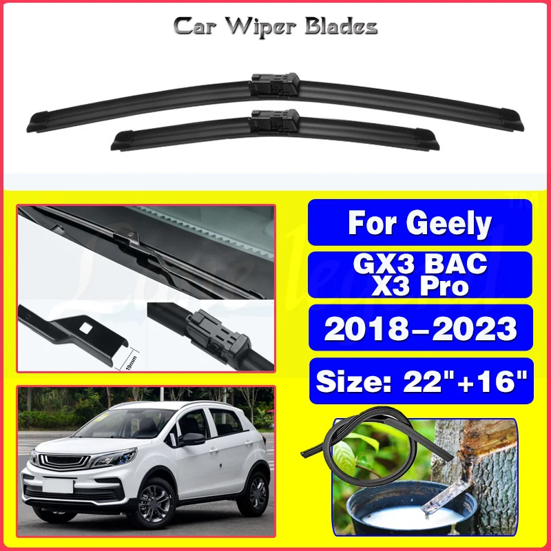 

Front Wiper Blades For Geely GX3 BAC X3 Pro 2018 - 2023 Cleaning Window Windshield Windscreen Brushes Car Accessories 22"+16"