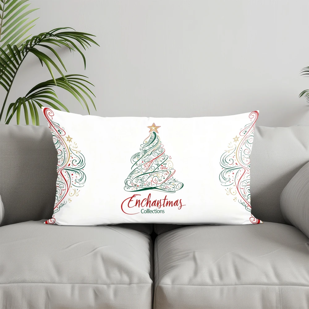 ديكور المنزل الغزلان ونجمة عيد الميلاد وسادة غطاء مناسبة ل أريكة غرفة نوم سيارة وسادة غطاء وسادة مستطيلة الظهر وسادة #2