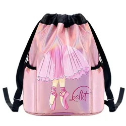 Children's Glittery Laser Dance Drawstring Backpack Girls Shoes Capacity Sports Gym Bag Ballet Latin Chinese Yoga Dancing Suppli