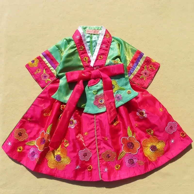 

Korean Costumes For Girls Ethnic Style Children's Summer Dresses Performance Dresses Large Lengths Korean Embroidery Costumes
