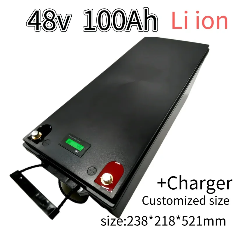 بطارية LiFePO4 48 فولت 100 أمبير في الساعة مع BMS لتخزين الطاقة الشمسية سكوتر دراجة ثلاثية العجلات عربة جولف 10A شاحن ليثيوم فوسفات الحديد