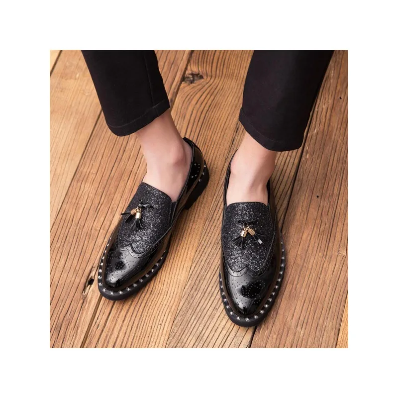 

Black Men Fringed Dress Shoes, Loafers For Business And Wedding