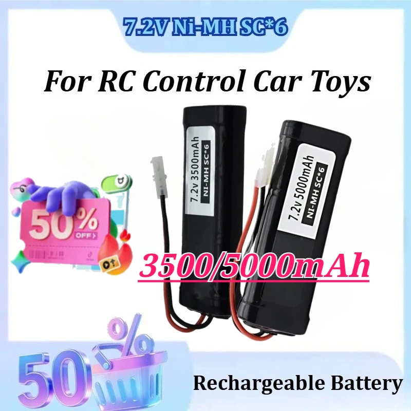 

10C 7.2V 3500/5000mAh Rechargeable Ni-MH Battery Pack Tamiya Plug High Capacity for RC Control Car Toys for SC*6 Cells Battery