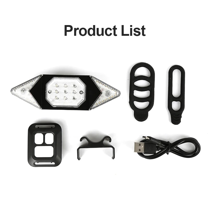 Bicycle Turn Signals Tail Light with Remote Control Type-C Rechargeable Bike Intelligent Rear Wireless Remote Control Taillight