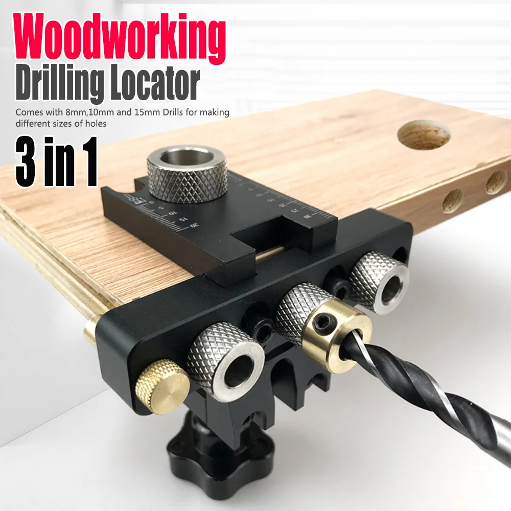 

3 In 1 Precision Jig Dowel Cam Jig Dowelling Jig Master Kit Wood Hole Drilling Guide Woodworking Position For DIY Wood Working