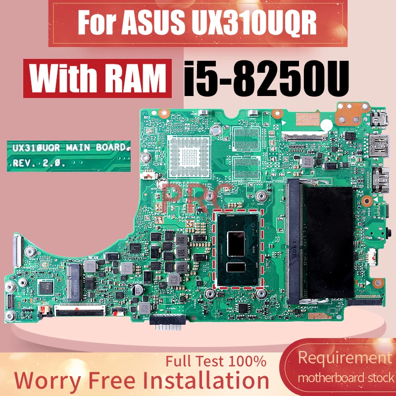 REV.2.0 For ASUS UX310UQR Laptop Motherboard SR3LA  i5-8250U With RAM Notebook Mainboard